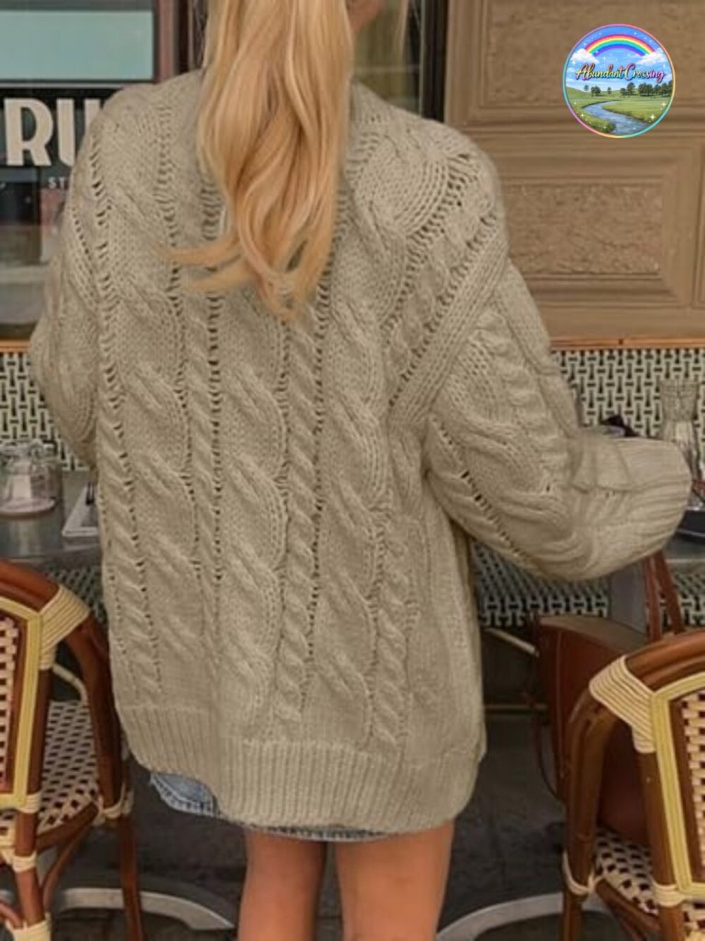 Womens Chunky Cable Knit Cardigan Sweater Dress Oversized - Picture 3 of 5